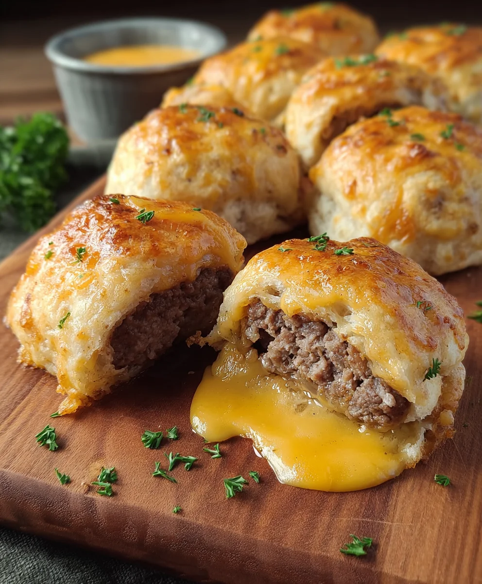 Cheeseburger Biscuit Bombs- Easy Beef & Cheese Bites