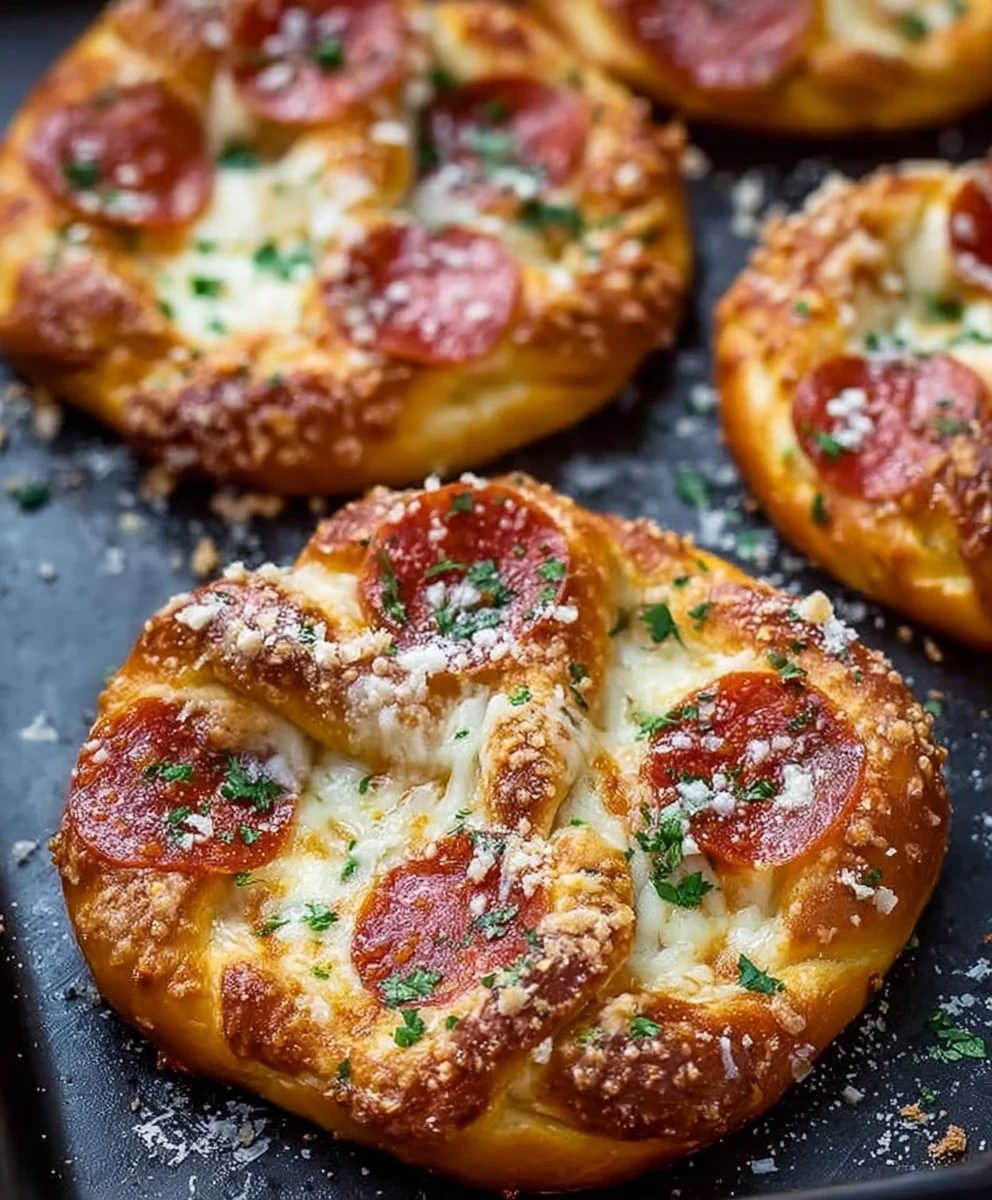 Garlic Butter Beef Pepperoni Pizza Pretzels
