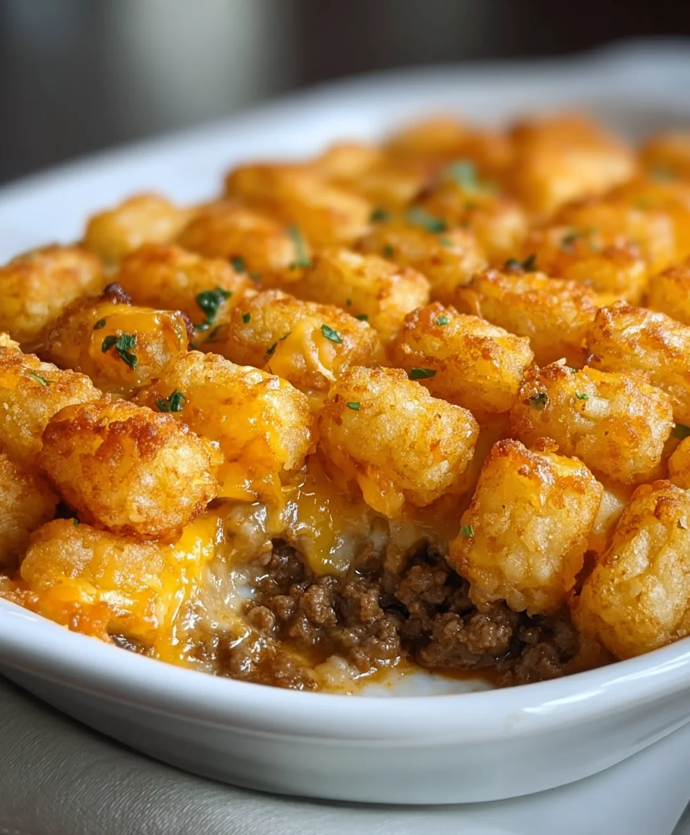 Easy Tater Tot Casserole with Ground Beef Dinner