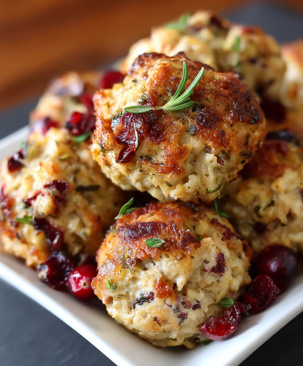 Cranberry Turkey Stuffing Balls - Easy Appetizer Recipe