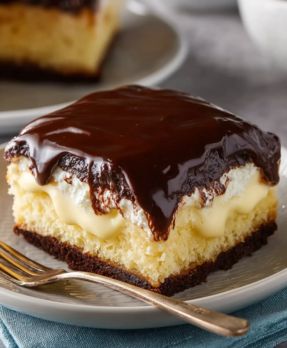 Easy Boston Cream Poke Cake Recipe-Decadent Dessert