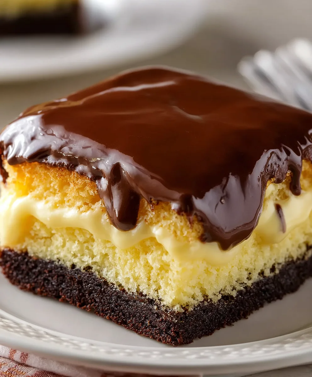 Easy Boston Cream Poke Cake Recipe-Decadent Dessert