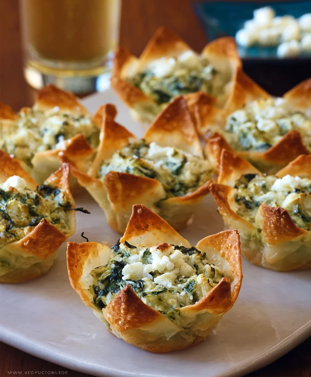 Spinach Artichoke Dip Wonton Cups Easy Appetizer