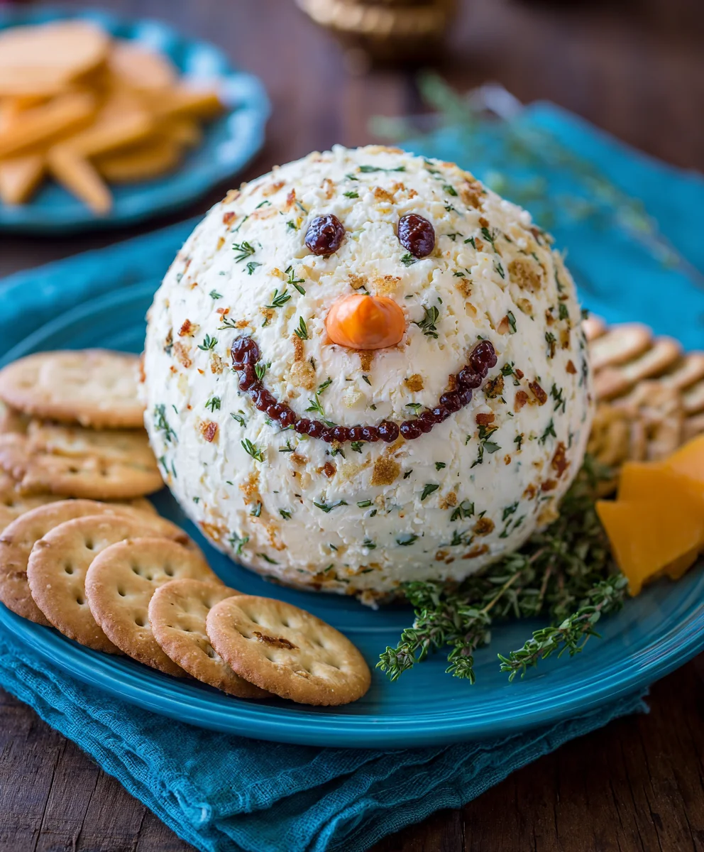 Festive Snowman Cheese Ball Recipe - Easy Appetizer