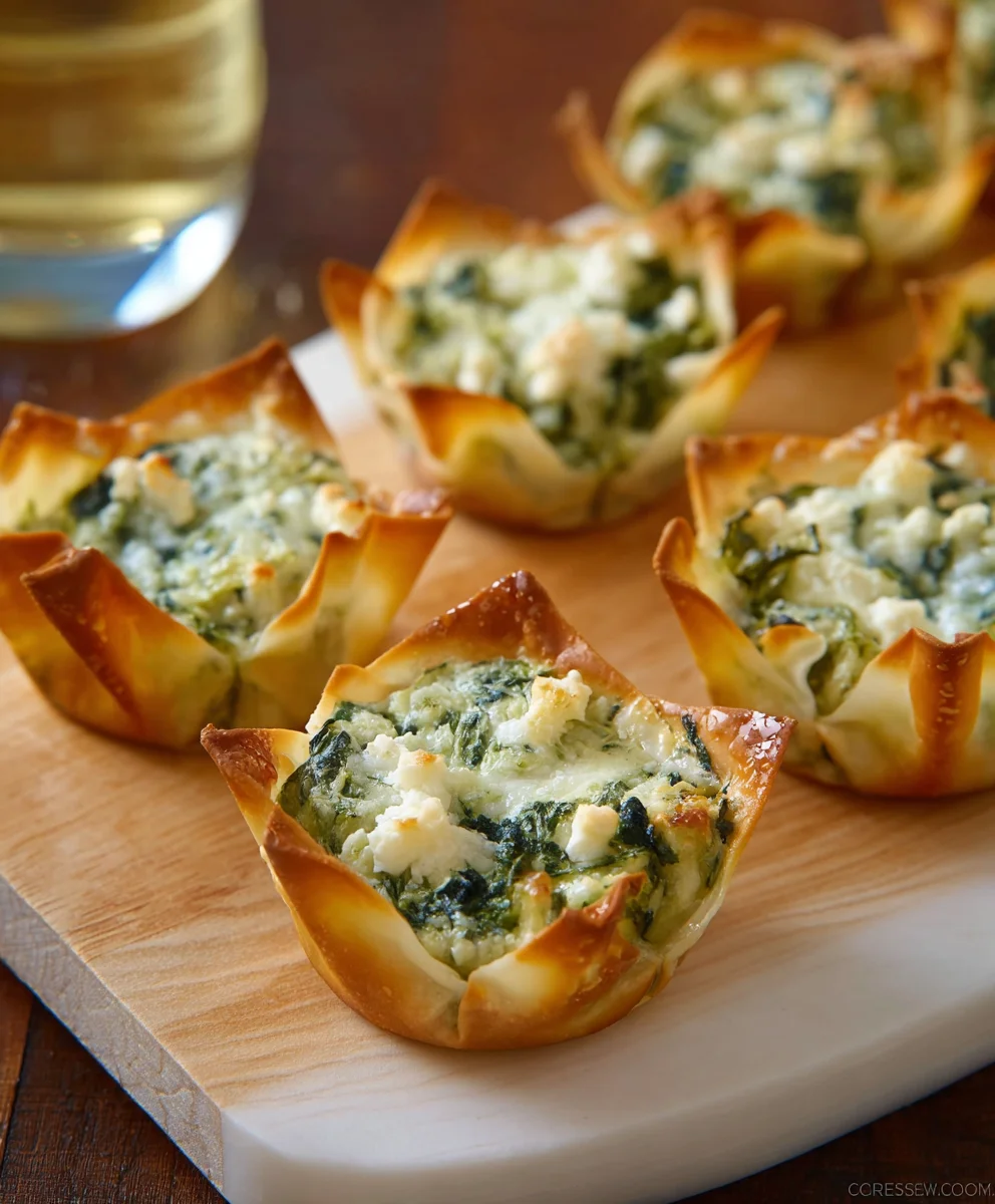 Spinach Artichoke Dip Wonton Cups Easy Appetizer