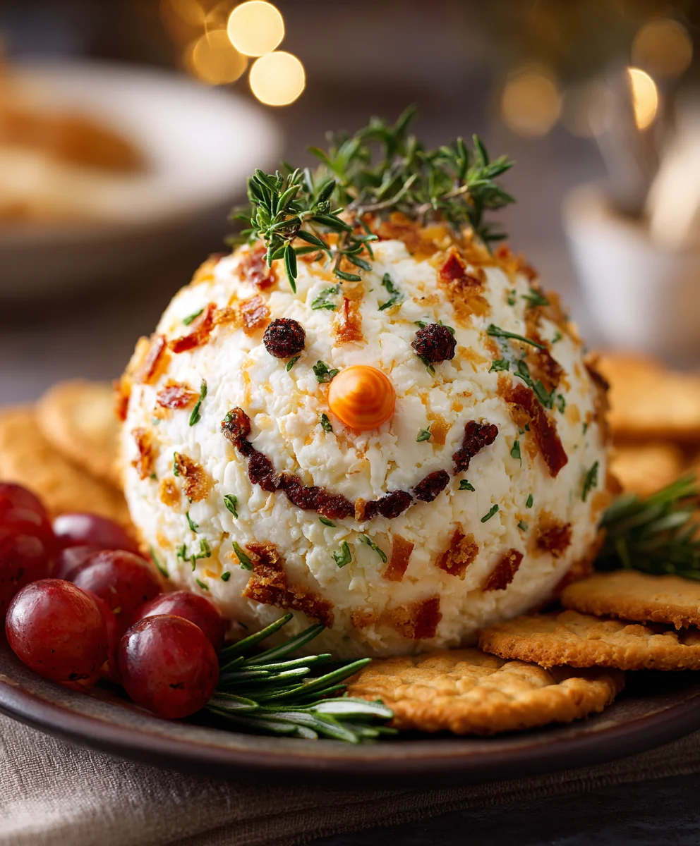 Festive Snowman Cheese Ball Recipe - Easy Appetizer