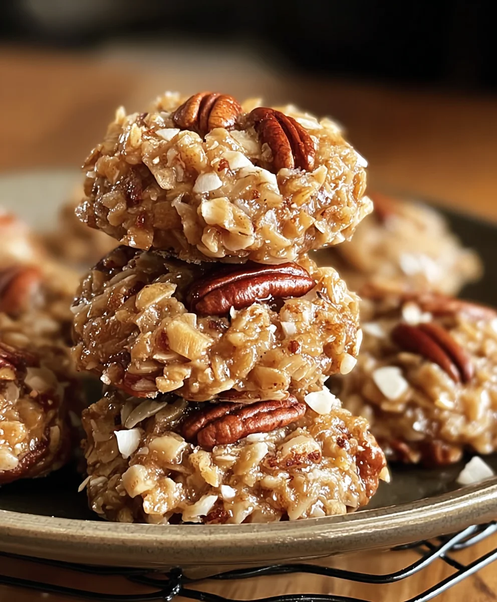 No Bake Pecan Coconut Praline Cookies-Easy Recipe