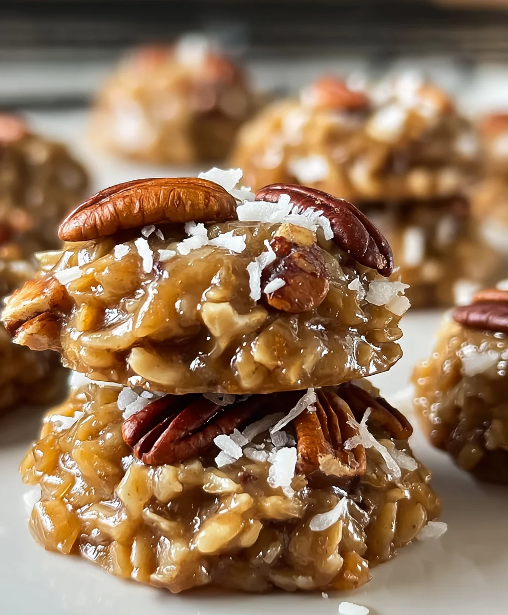 No Bake Pecan Coconut Praline Cookies-Easy Recipe