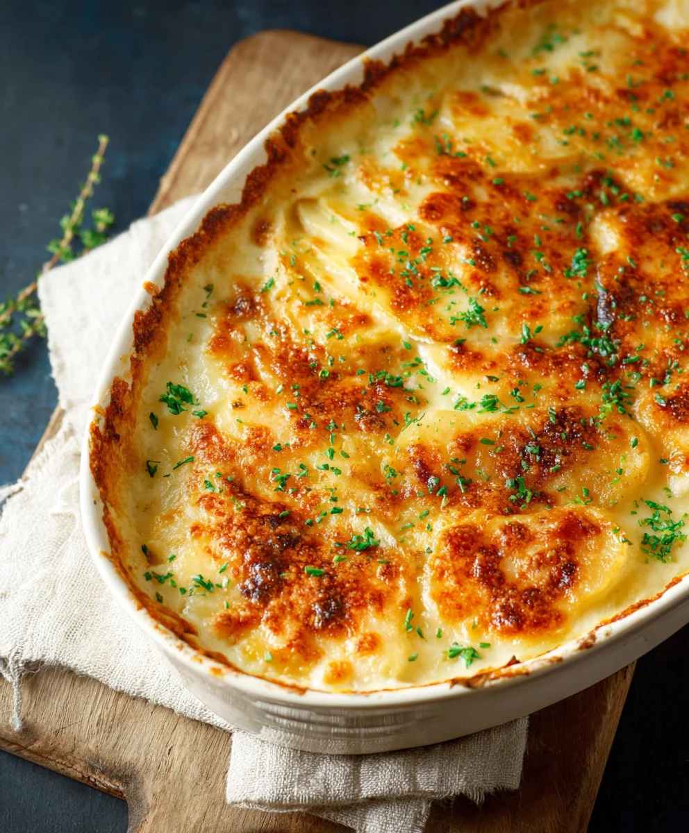 Roasted Garlic Potatoes au Gratin - Creamy & Easy