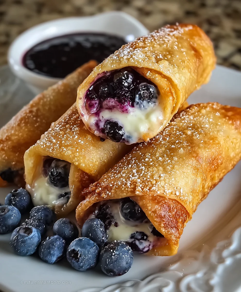 Blueberry Cream Cheese Egg Rolls-Sweet Dessert Delight