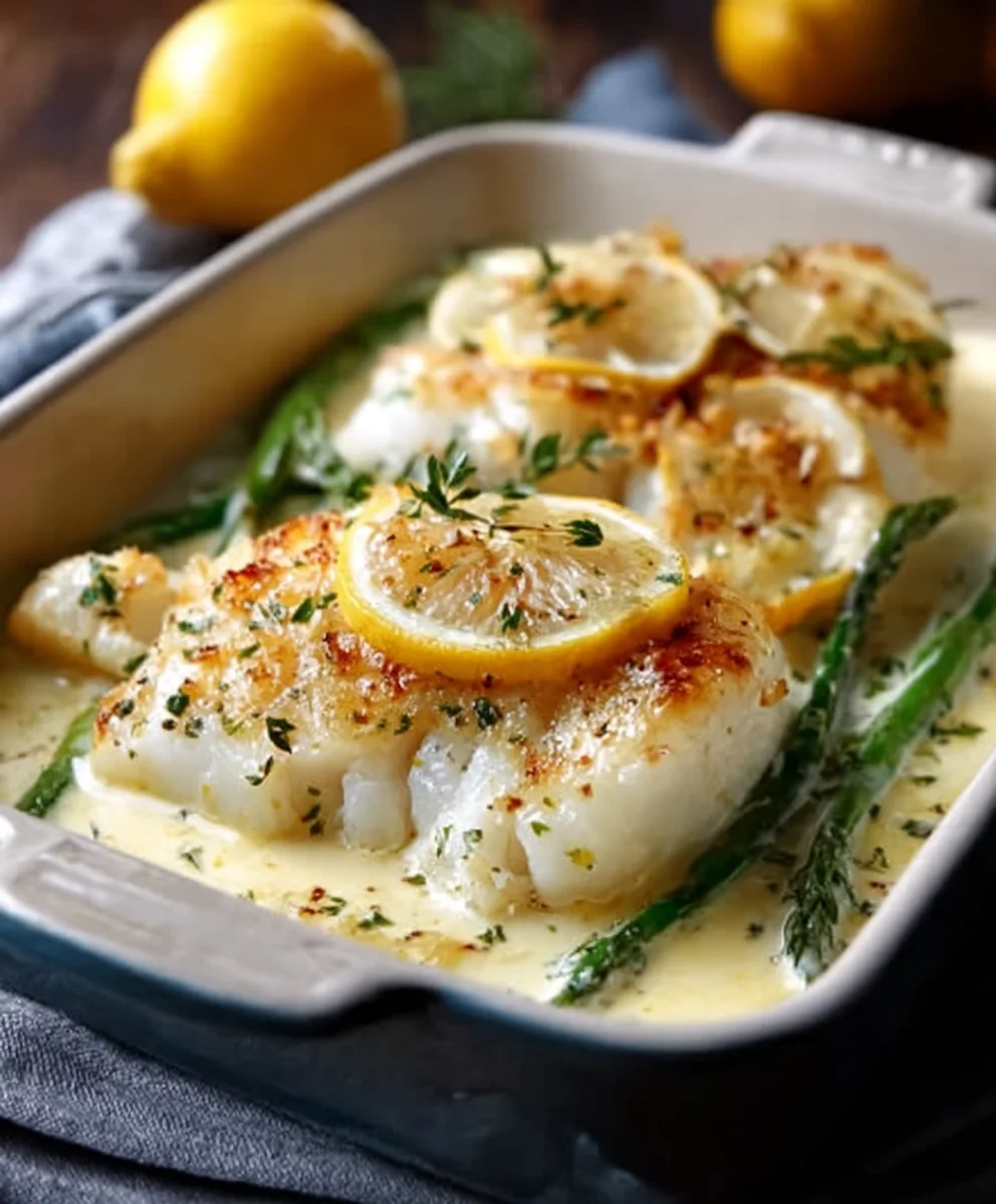 Baked Cod in Creamy Lemon Coconut Sauce