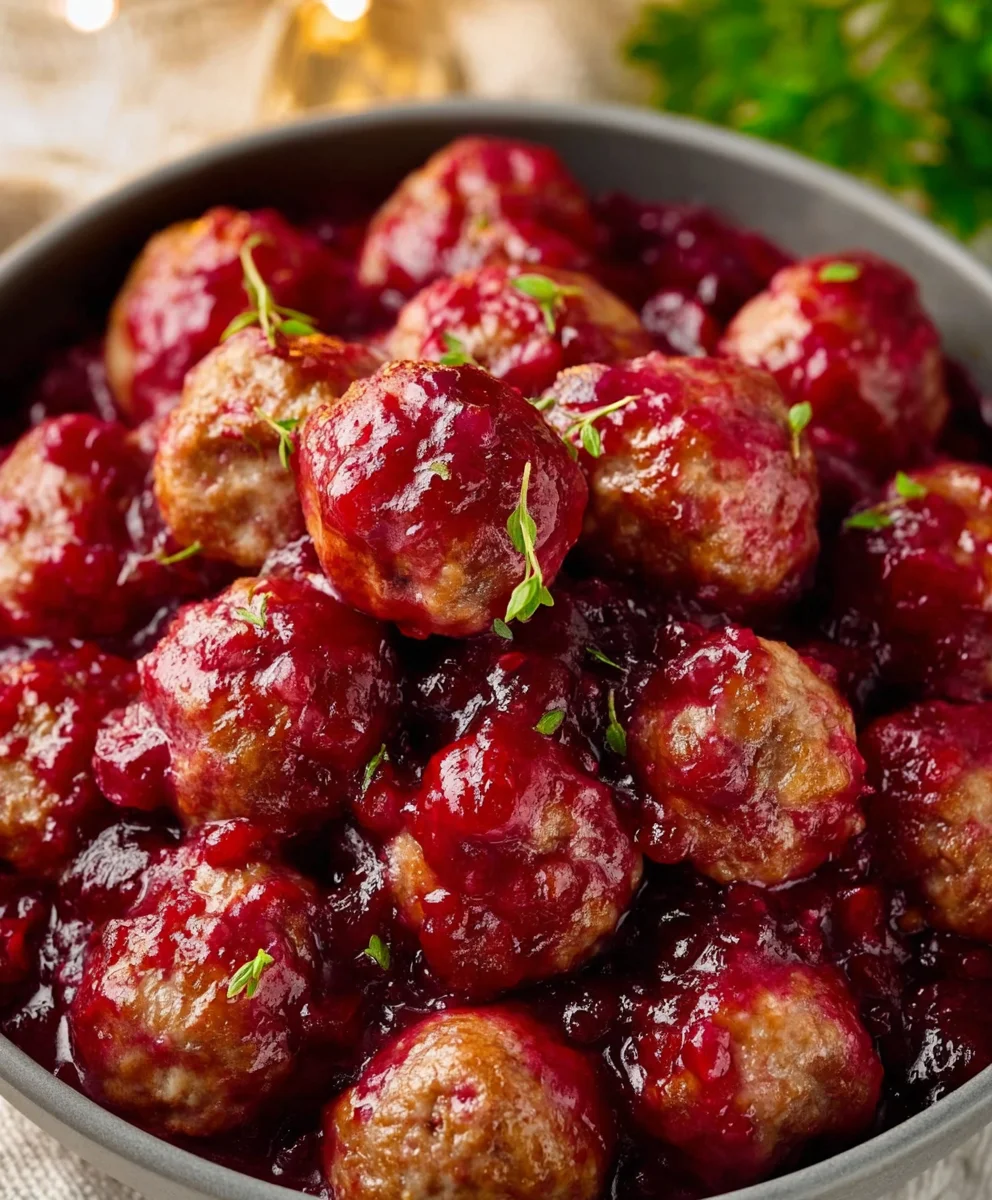 Easy Cranberry Meatballs-Festive Appetizer
