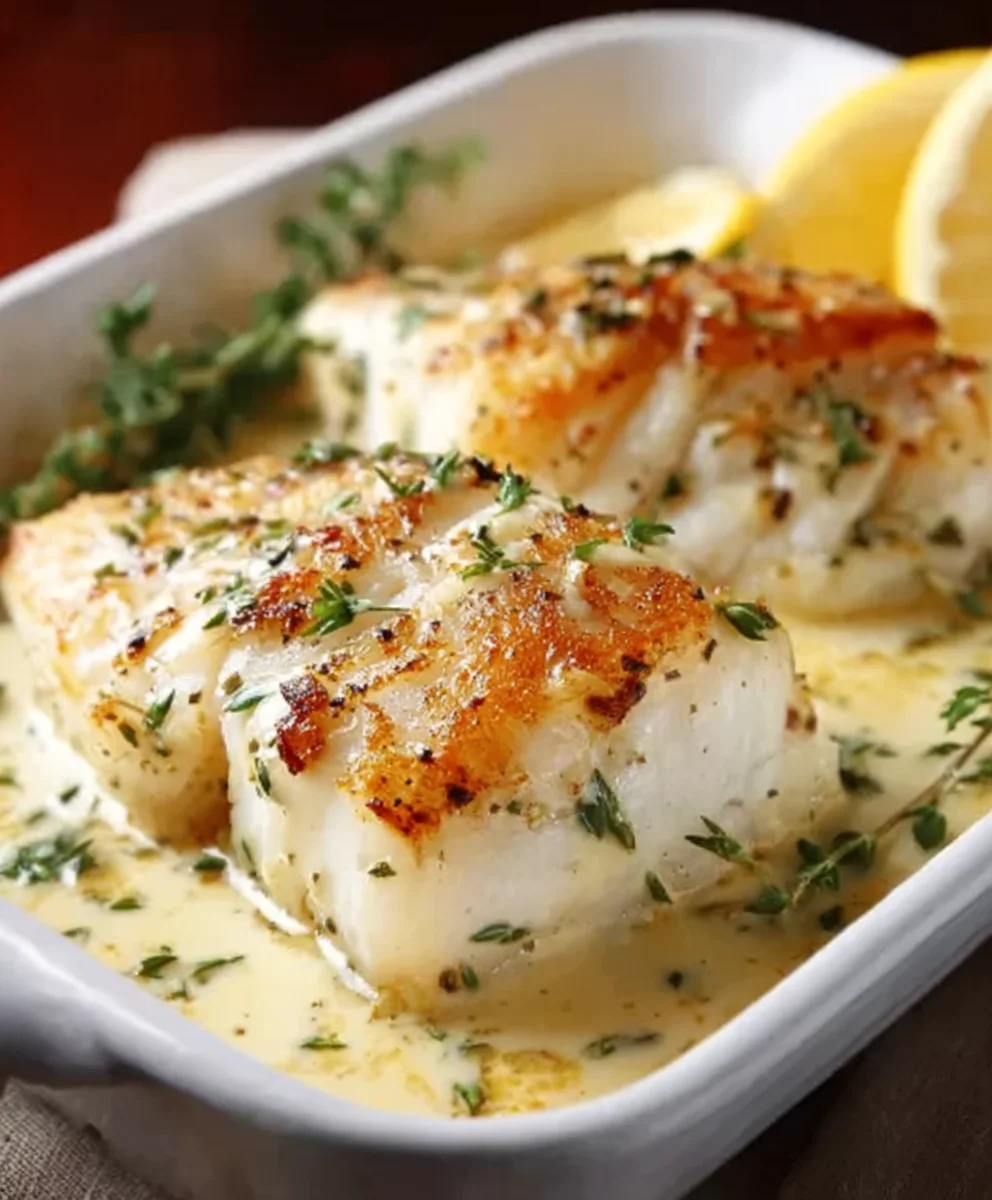 Baked Cod in Creamy Lemon Coconut Sauce