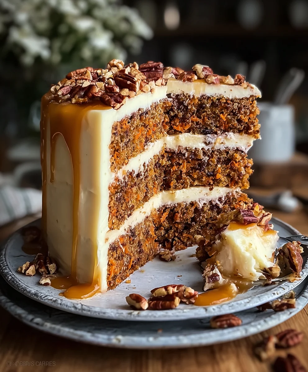 Heavenly Caramel Pecan Carrot Cake Recipe