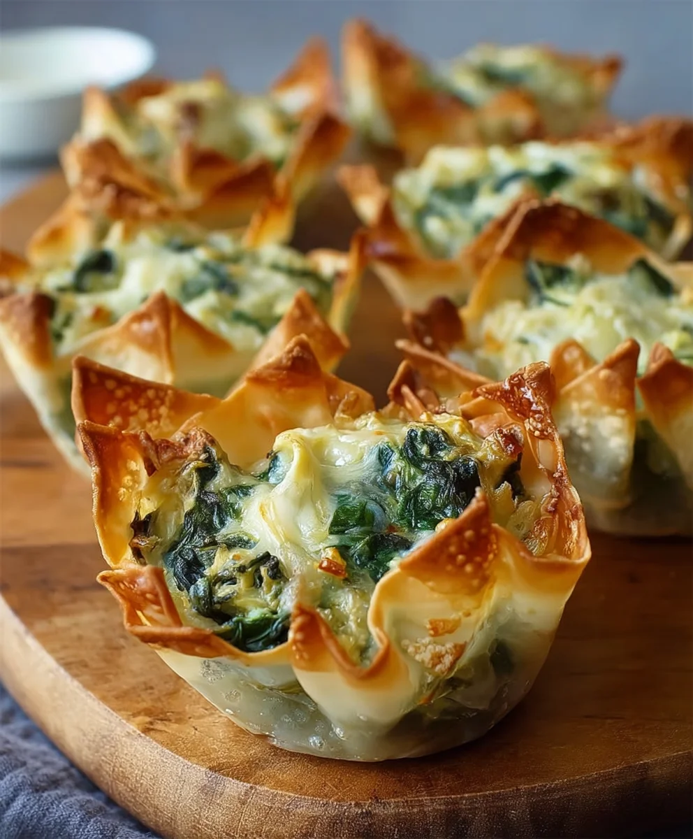 Spinach Artichoke Wonton Cups-Easy Appetizer Recipe