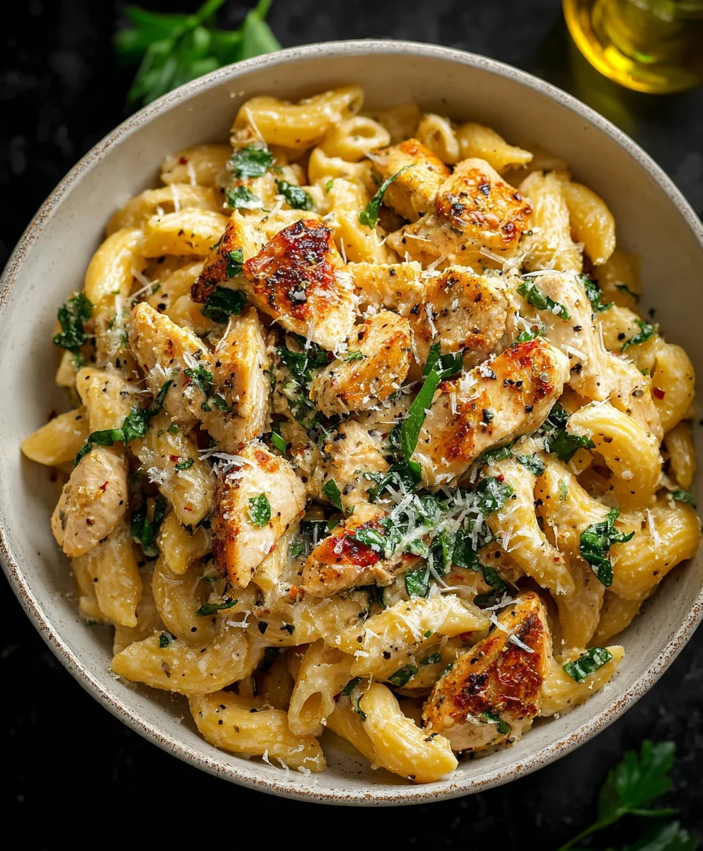 Healthy Garlic Parmesan Chicken Pasta Recipe