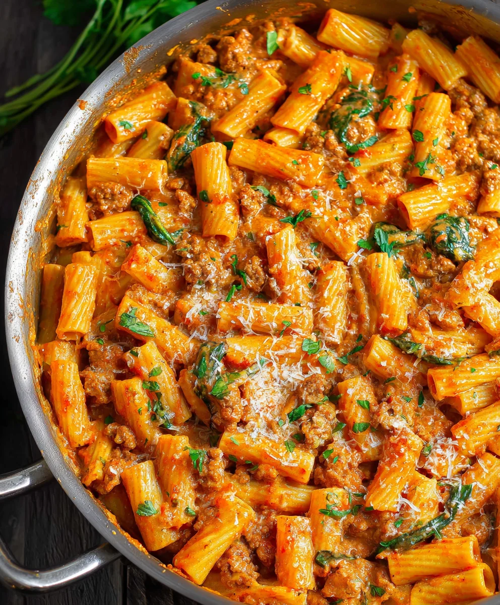 One-Pan Creamy Beef Rigatoni - Minute Meal