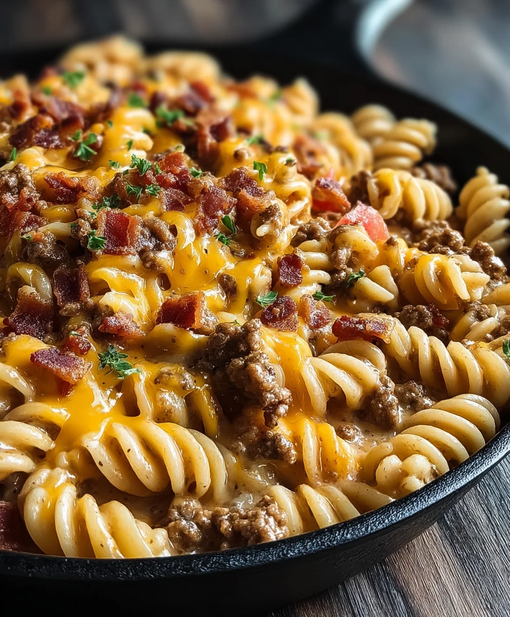 Beef Bacon Cheeseburger Pasta - Easy Dinner Recipe