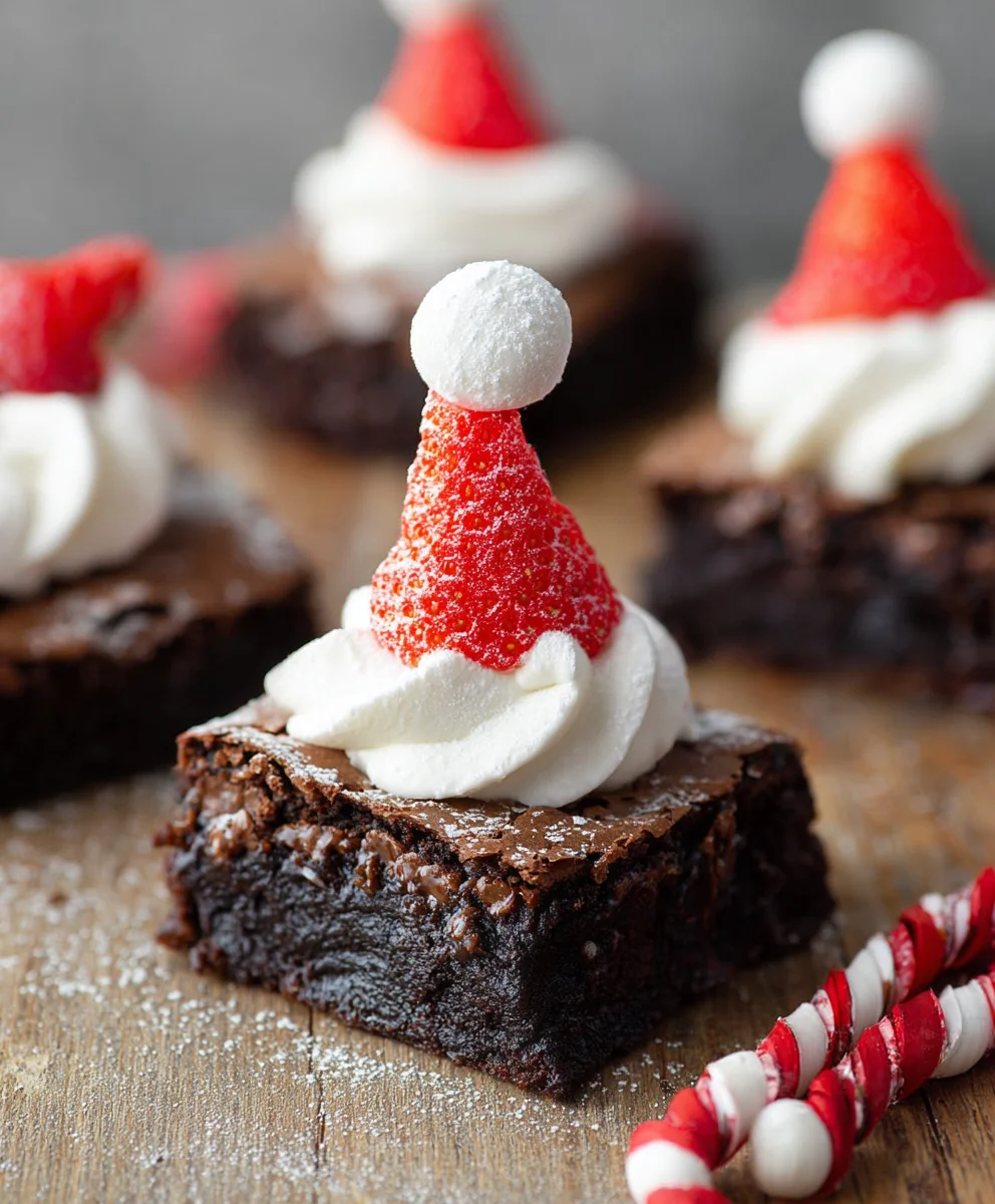Easy Santa Hat Brownies Festive Recipe