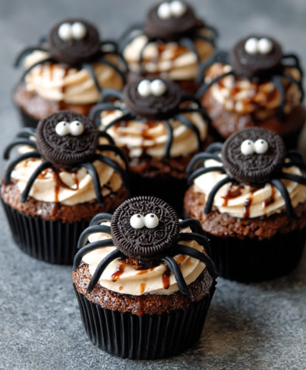 Cookies & Scream Spider Cupcakes-Spooky Halloween Treat