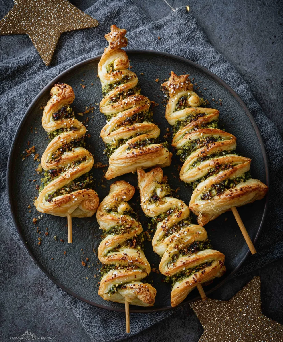Puff Pastry Pesto Christmas Trees-Easy Festive Appetizer