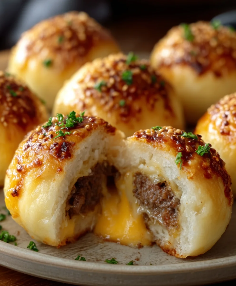 Garlic Parmesan Cheeseburger Bombs- Easy & Delicious