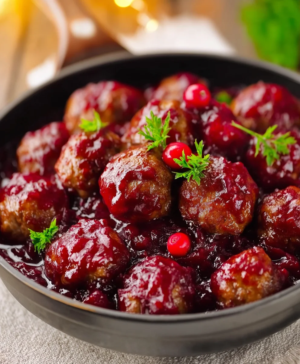 Easy Cranberry Meatballs-Festive Appetizer