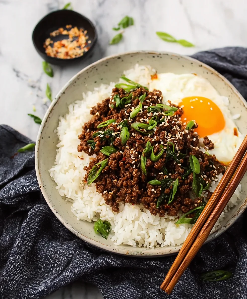 Quick Korean Ground Beef Bowl Recipe