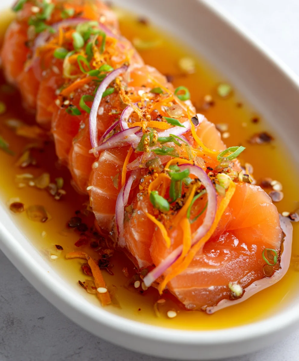 Spicy Salmon Crudo with Zesty Carrots