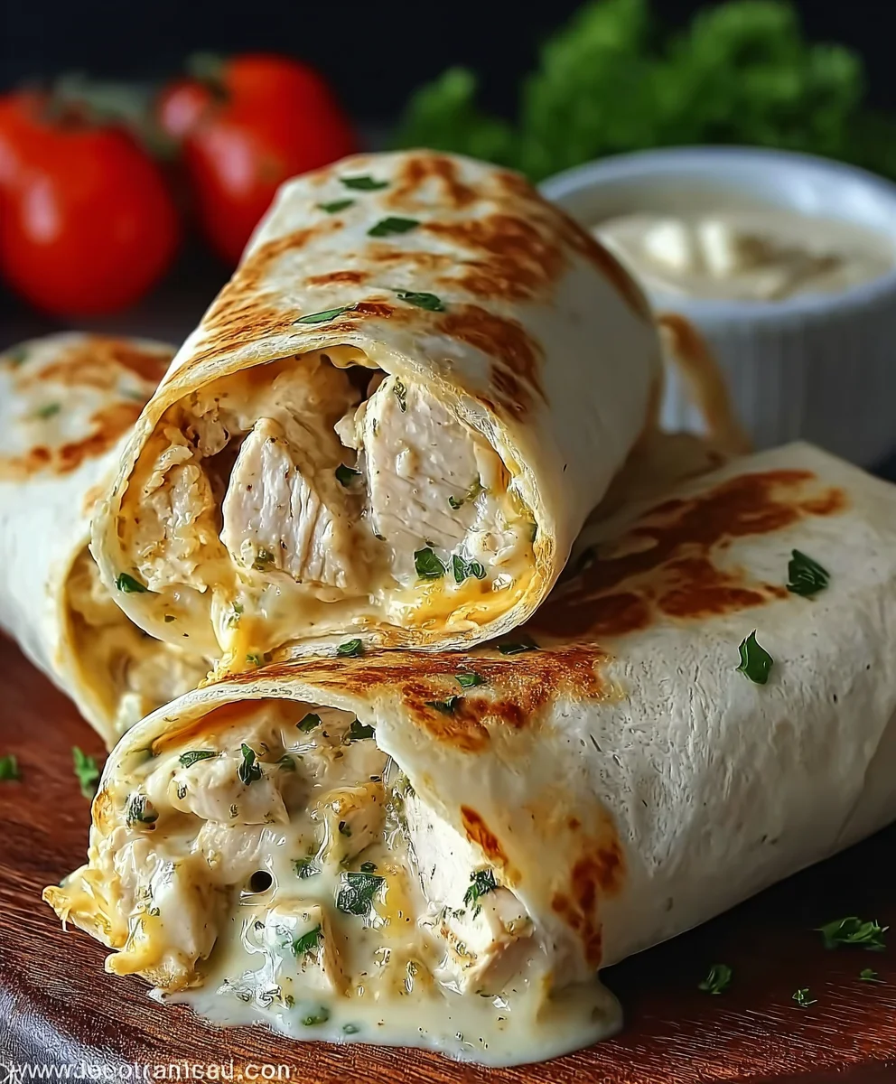 Cheesy Chicken Garlic Wraps-Quick & Easy Recipe