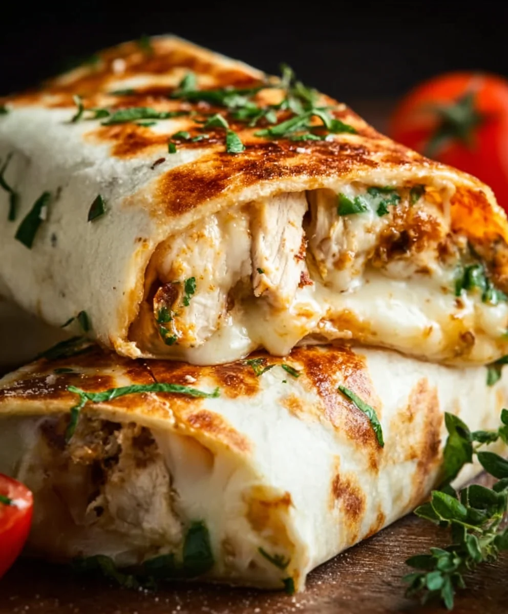 Cheesy Garlic Chicken Wraps Quick & Easy Recipe