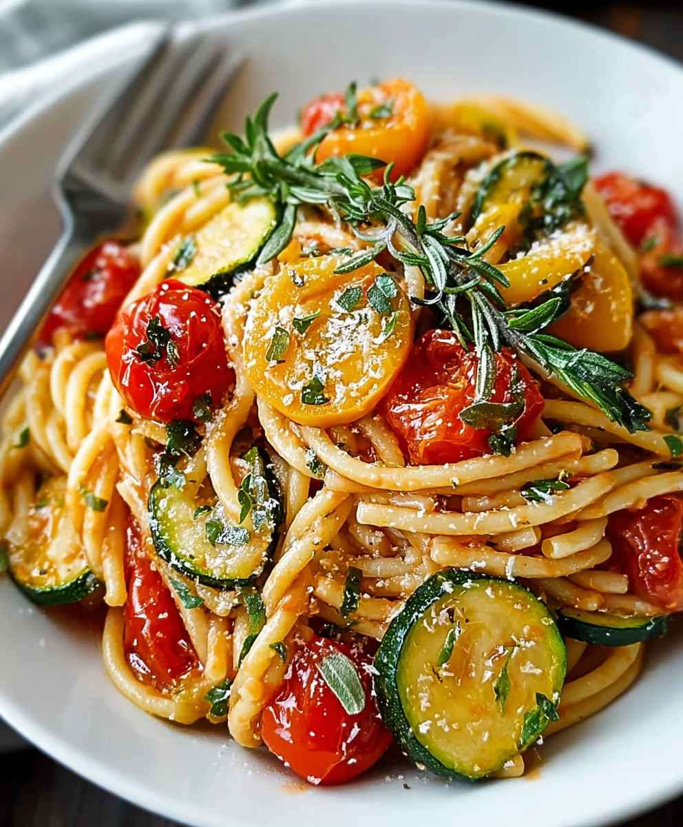 Healthy Tomato Zucchini Pasta - Easy Veggie Meal