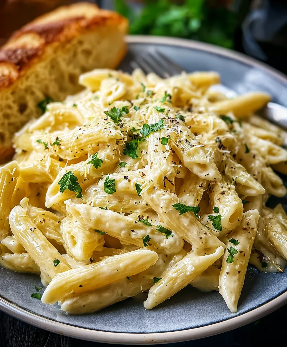 Easy Creamy Garlic Penne- Quick Delicious Pasta Recipe