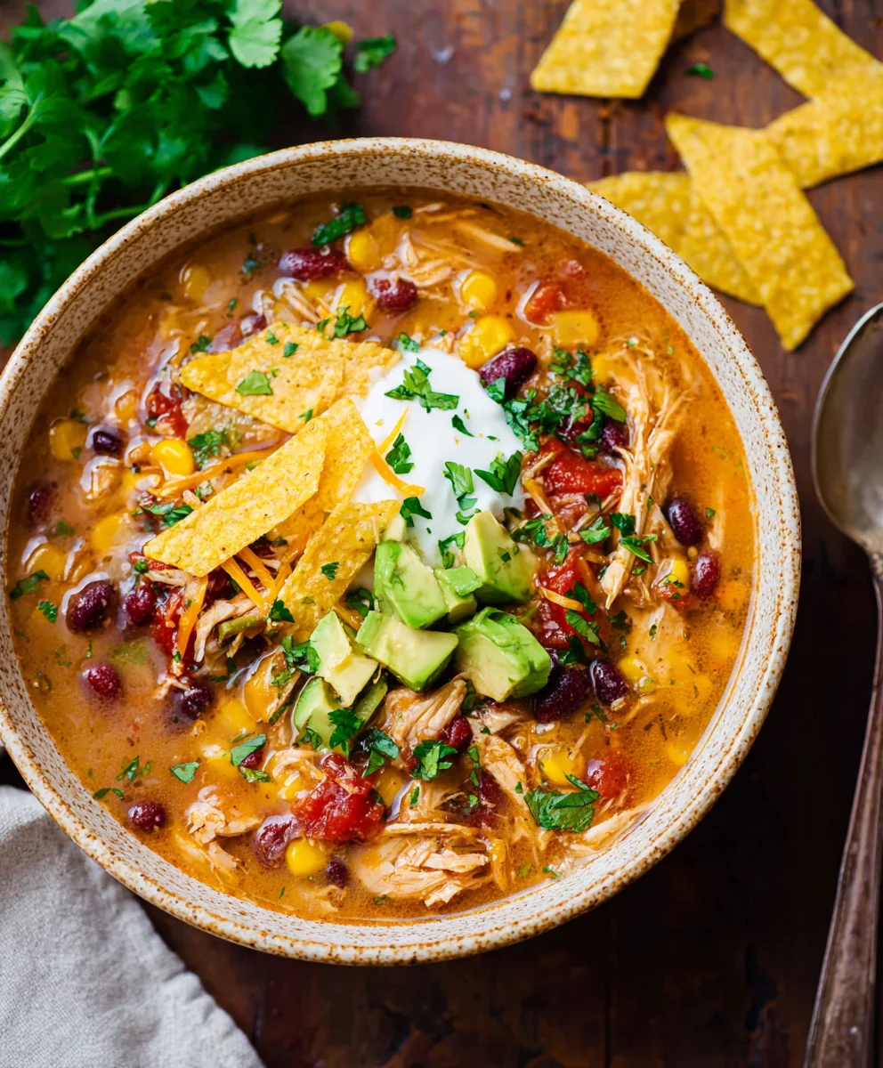 Easy Crockpot Chicken Tortilla Soup Recipe