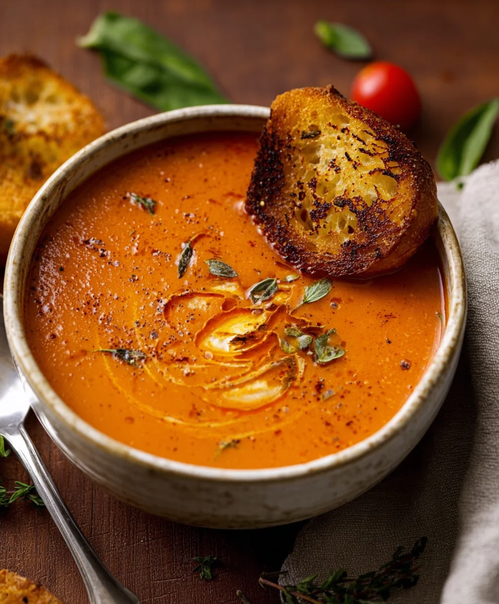 Creamy Roasted Garlic Tomato Soup Recipe - Easy & Delicious