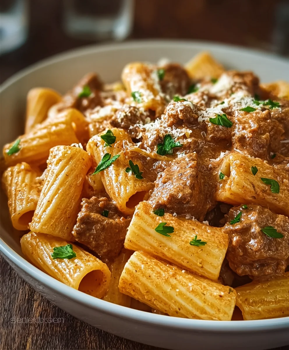 Creamy Parmesan Beef Rigatoni - Easy Family Dinner