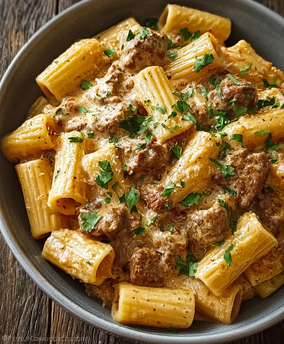 Creamy Parmesan Beef Rigatoni - Easy Family Dinner