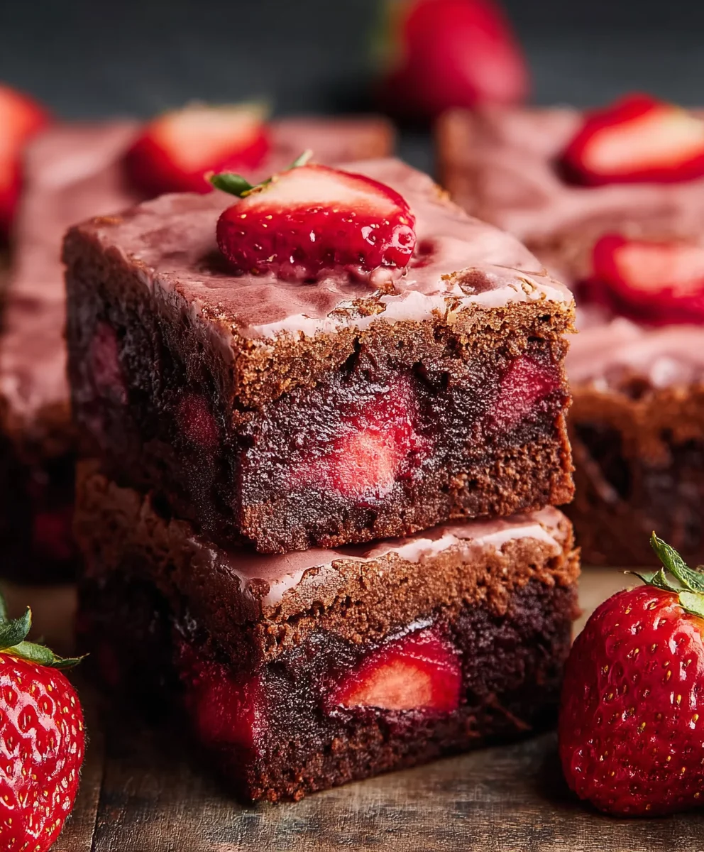 Delicious Strawberry Brownies-Fudgy Homemade Treats