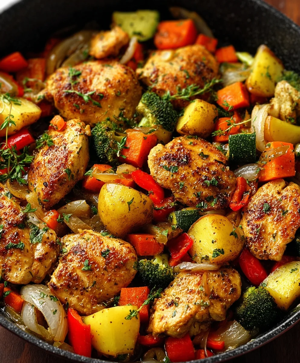 Healthy Low Carb Chicken Vegetable Skillet- Easy Meal
