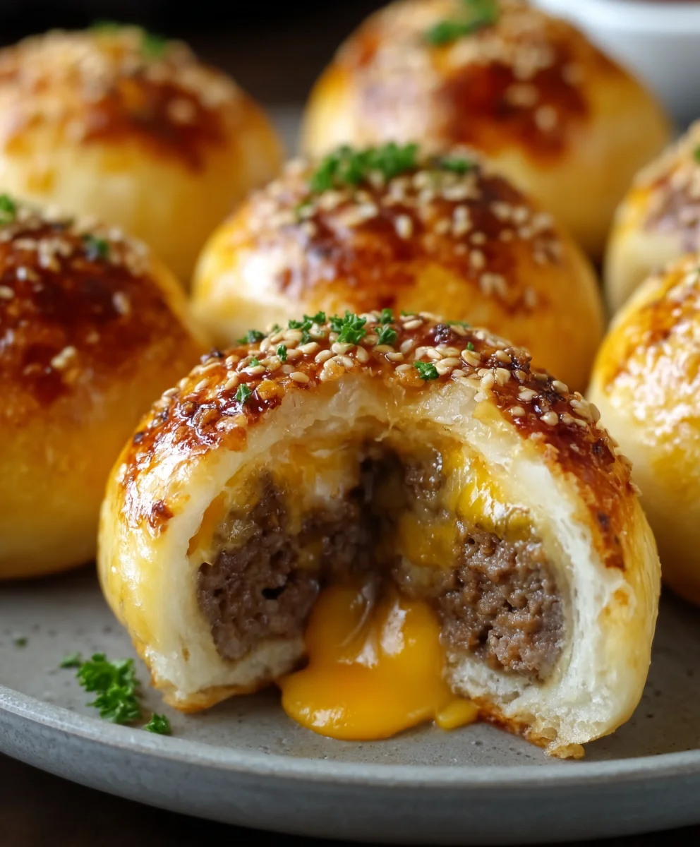 Garlic Parmesan Cheeseburger Bombs - Easy Appetizer