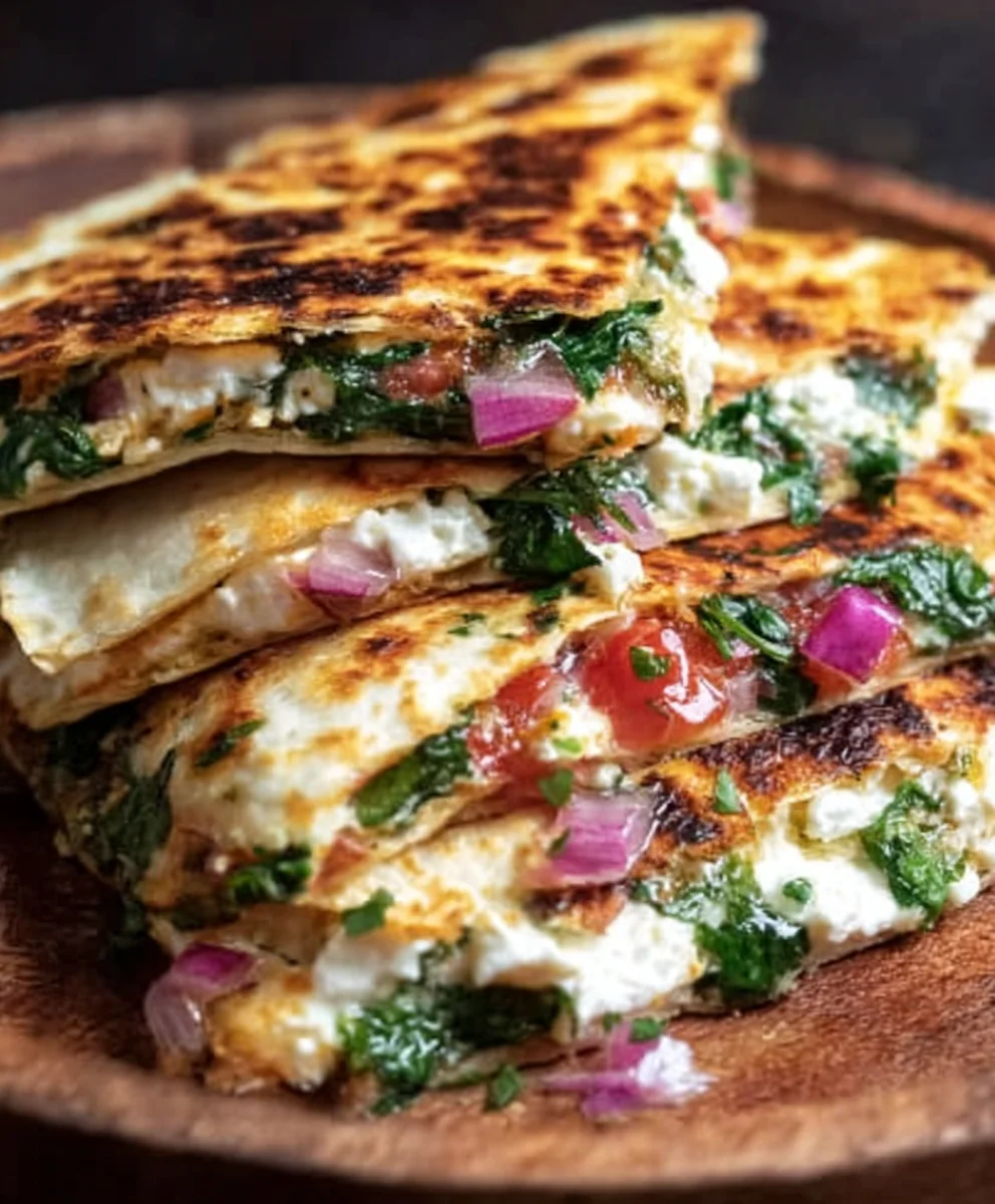 Mediterranean Quesadillas Spinach Feta Quick Recipe