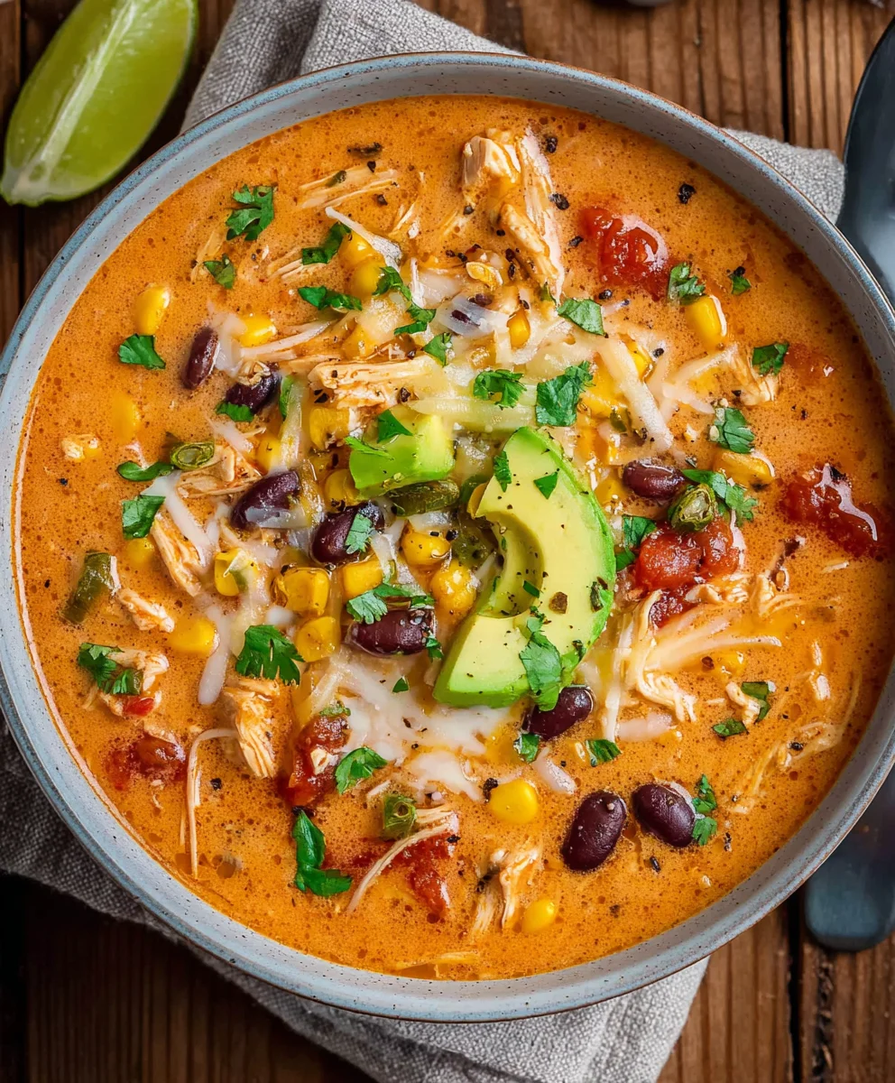 Creamy Chicken Enchilada Soup-Easy & Delicious