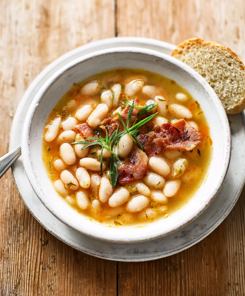 Hearty White Bean Soup with Beef Beef Bacon - Delicious!