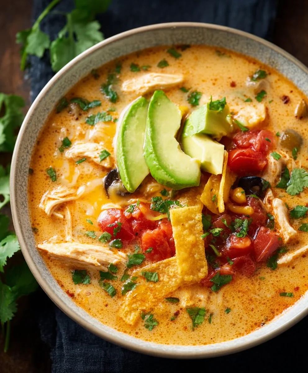 Easy Creamy Chicken Tortilla Soup - Quick & Delicious