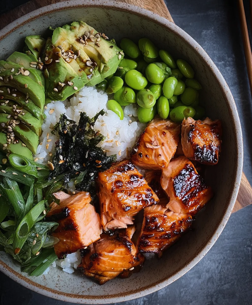 Teriyaki Salmon Sushi Bowl - Delicious GF Recipe