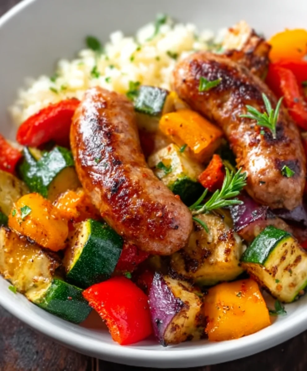 Easy Air Fryer Chicken Sausage and Veggies