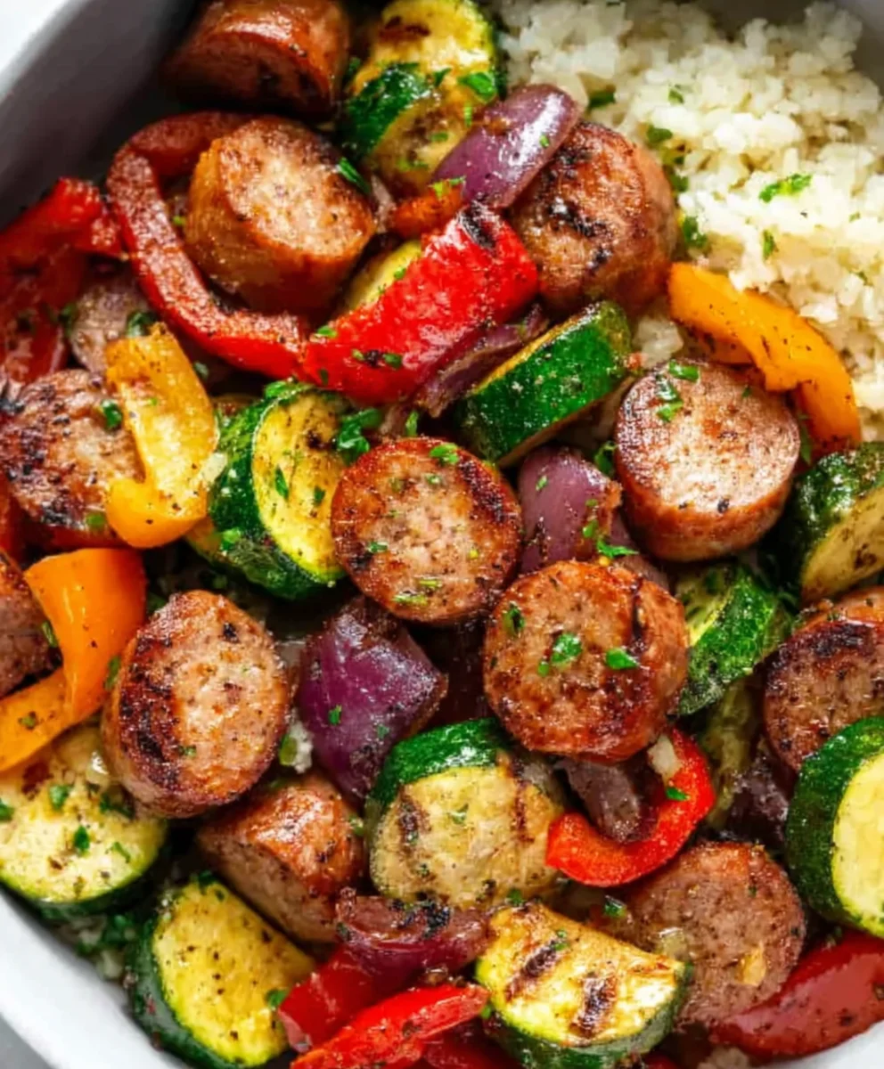 Easy Air Fryer Chicken Sausage and Veggies