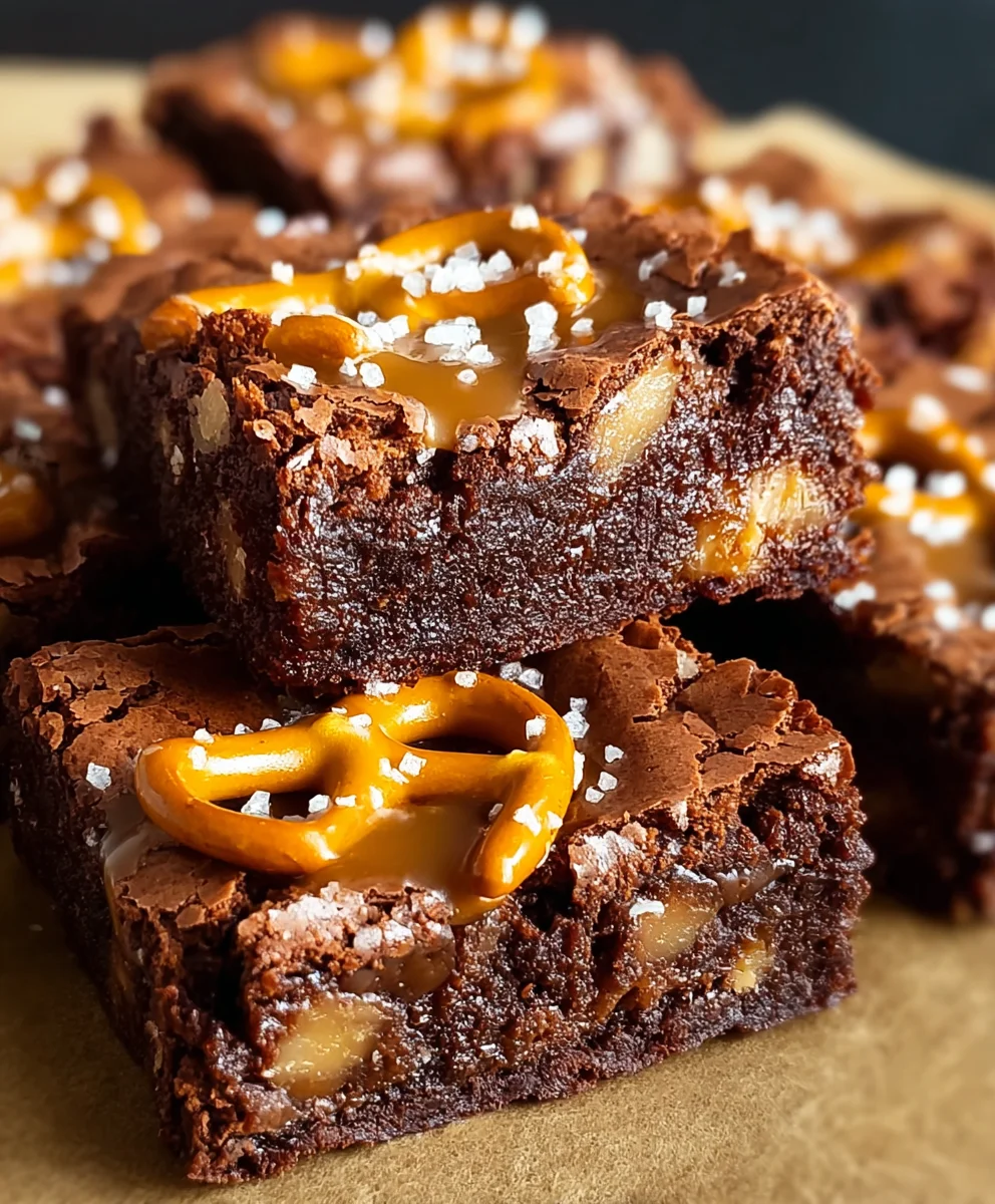 Caramel Pretzel Brownies - Salty Sweet Indulgence