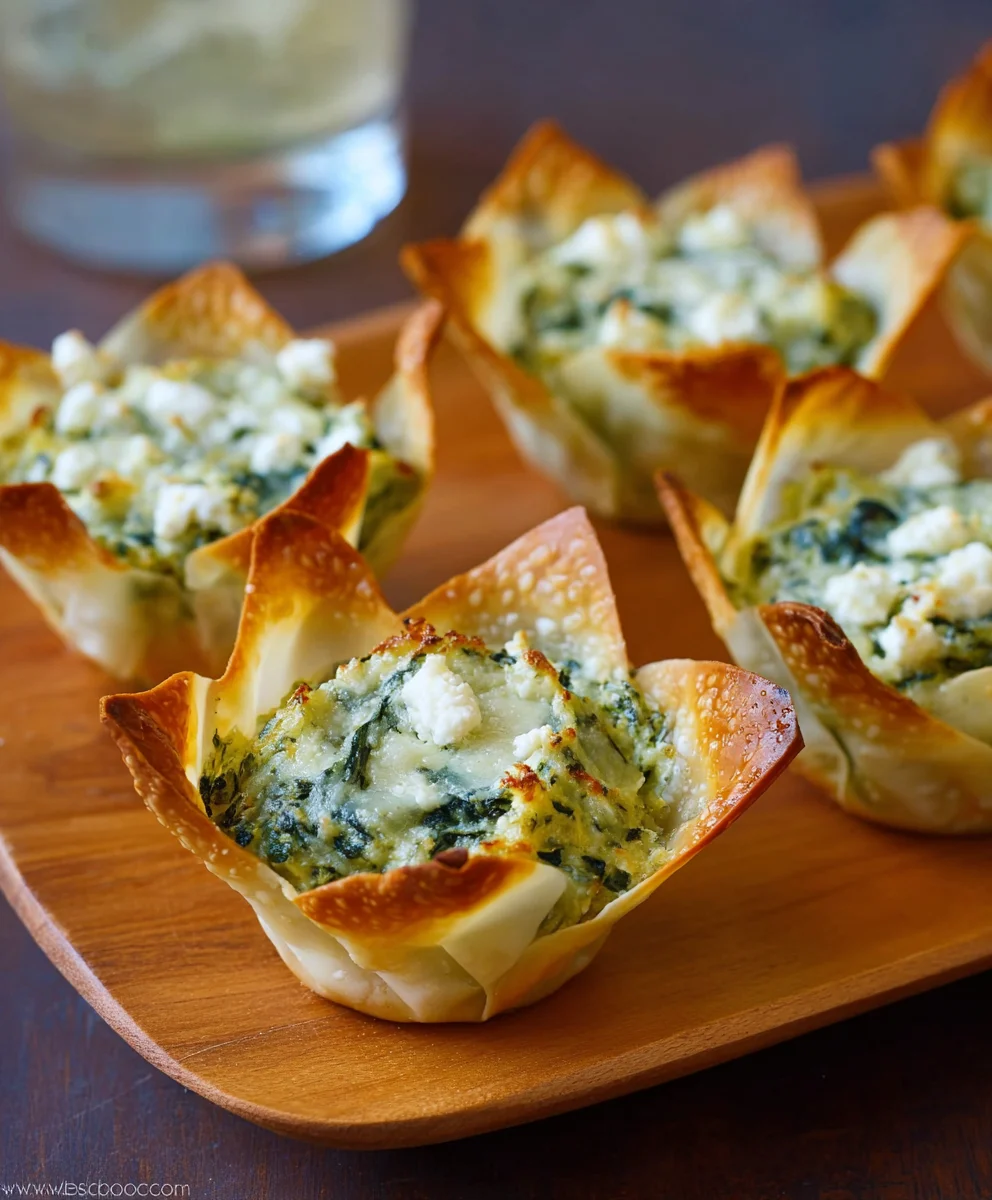 Spinach Artichoke Dip Wonton Cups Easy Appetizer