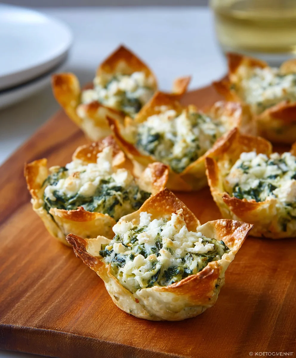 Spinach Artichoke Dip Wonton Cups Easy Appetizer